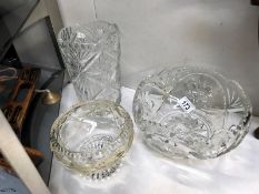 A heavy crystal glass bowl,