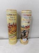 2 bottles of Glenmorangie 12 year old malt whisky in tins.