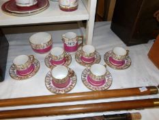 6 Bell china coffee cups and saucers with sugar bowl and cream jug.