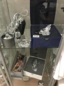 6 Swarovski crystal animal figures - lion upon rock (boxed), eagle (boxed),