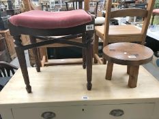 An oak stool & 1 other