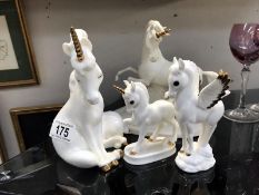 4 unicorn figures (3 Royal Osborne,