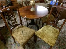 A set of 4 Edwardian mahogany inlaid dining chairs.