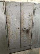 An industrial 2 door metal cabinet