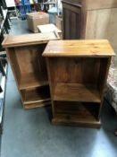 2 small pine bookcases