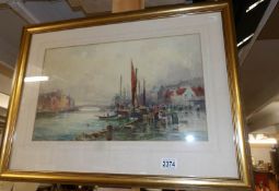 A framed and glazed watercolour of Whitby signed F. Robson (Featherstone Robson 1880-1936).