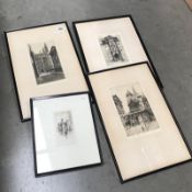 4 framed Victorian engravings of buildings