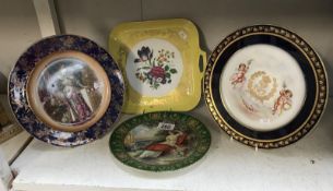 A 19th Century sevres cabinet plate and 1 other (both A/F) and 2 Limoges plates