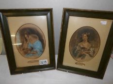 A pair of early framed and glazed portraits entitled Genevre and Theresa.