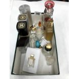 A quantity of perfume bottles including empty Chanel No.5 box etc.