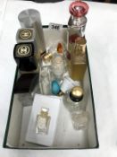 A quantity of perfume bottles including empty Chanel No.5 box etc.