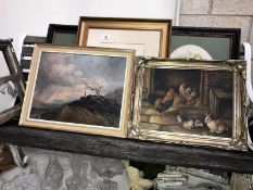 5 assorted framed and glazed pictures including a pair of Victorian floral still life watercolours