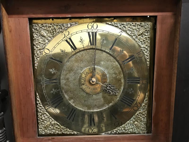 A 19th century carved oak long case clock with brass dial. - Image 8 of 8