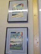 2 framed and glazed Chinese scenes.