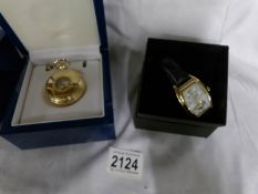 A boxed Karl Breitner automatic wrist watch KB1038G and a boxed Rotary pocket watch on chain.