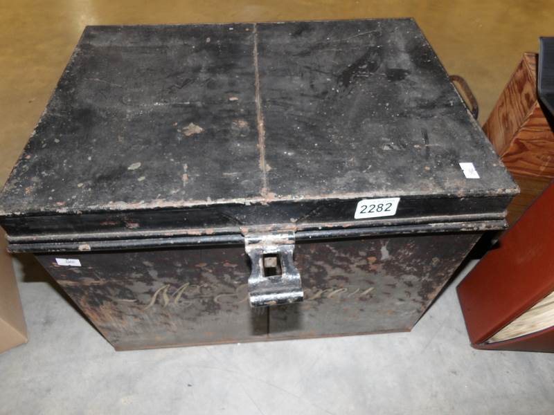 An old tin trunk.
