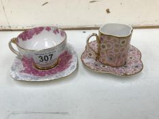 A Wedgwood 'Scallop Daisy' cup and saucer and a Wedgwood 'Deco Bloom' cup and saucer