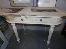 A painted 2 drawer side table.