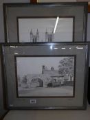 2 20th century watercolours of Lincoln scenes by R.G.