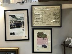 2 framed and glazed vintage car adverts (June 1934 The Field for Ford V-8 and Austin A40) and a