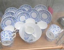 18 pieces of Royal Crown Derby blue and white tea ware with Victorian lozenge mark.