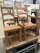 A heavy oak carver chair & 1 other