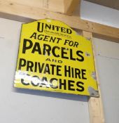 A double sided enamel sign for United Automobile Services (Approximately 17" x 18").