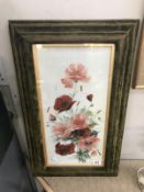 A Victorian painting on glass in velvet frame