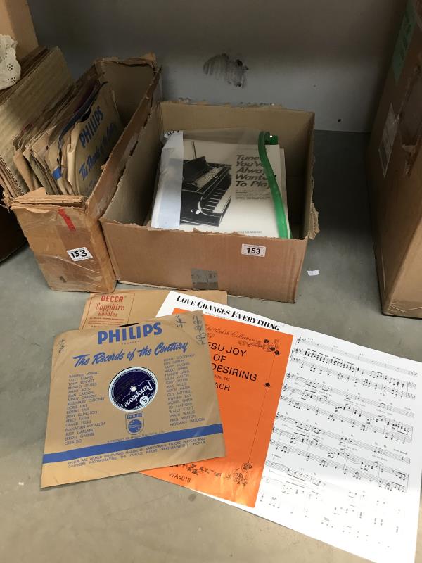 2 boxes of 78's records and sheet music
