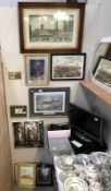 11 assorted pictures, photos and prints including Lowry print, scenes of Lincoln etc.