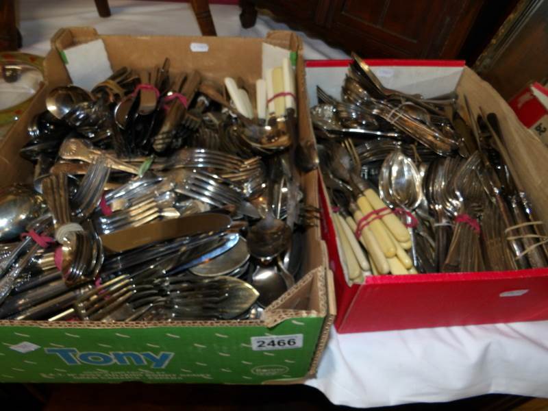 2 good boxes of silver plate cutlery (in excess of 200 pieces).