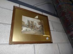 A framed and glazed watercolour of Lincoln Cathedral.