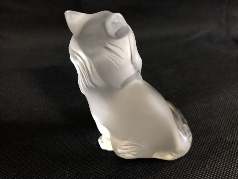 3 boxed Lalique animal figures being ram, cat and fish. - Image 2 of 12