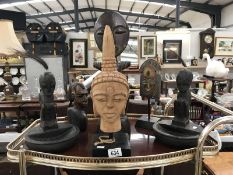6 African tribal theme items including busts