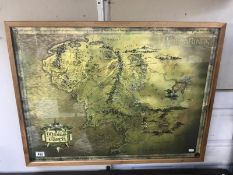 A large framed Lord of the Rings map of middle earth by GB posters Sheffield