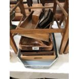 A quantity of old wooden trays & boxes etc.