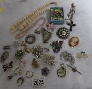 A mixed lot of costume jewellery.