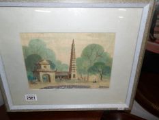 A framed and glazed oriental painting, signed.
