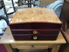 A large walnut veneered jewellery box