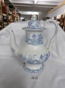 A large 19th century blue and white tea/coffee pot.