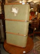 A steamer trunk with tray.