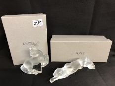 2 boxed Lalique glass animals being Horse Kazak rearing and Zeila panther.