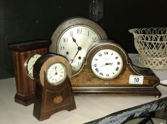2 inlaid mantle clocks and 2 others A/F