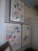 3 framed and glazed fish paintings.