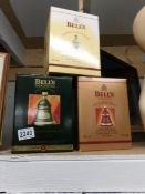 3 Bell's Christmas whisky bells with contents.