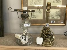 2 vintage table lamps - 1 brass,