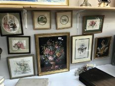 A gilt framed quantity of tapestry pictures