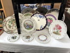 A quantity of miscellaneous plates including ribbon plates