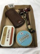 An alpine style smoker's pipe with creast of Brugge, cigar case and player's and St.