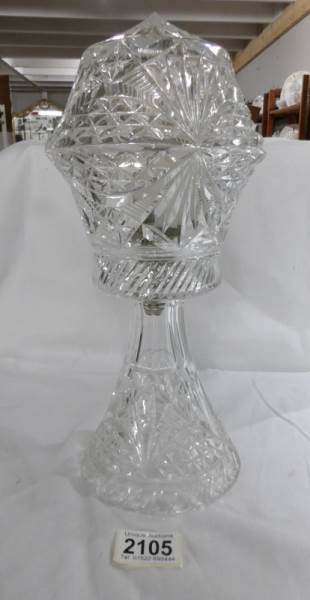 A heavy cut glass table lamp.